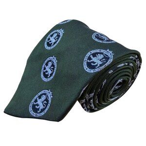 Lord & Taylor Mens Green All Silk Patterned Tie British Crested Club  Details